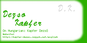 dezso kapfer business card